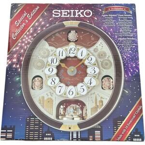 Seiko Swarovski Elements Musical Wall Clock 24 Melodies Collectors Edition